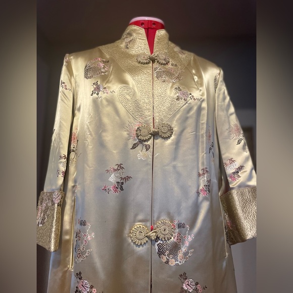 Stunning Reversible Vintage Asian Patterned Housecoat Duster Jacket / Robe - Picture 7 of 16